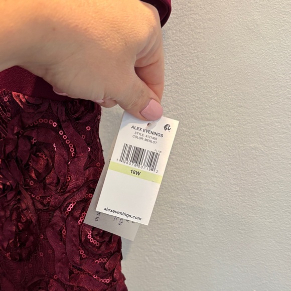 Alex Evenings Deep Red Floral Sequin Gown - Picture 3 of 3